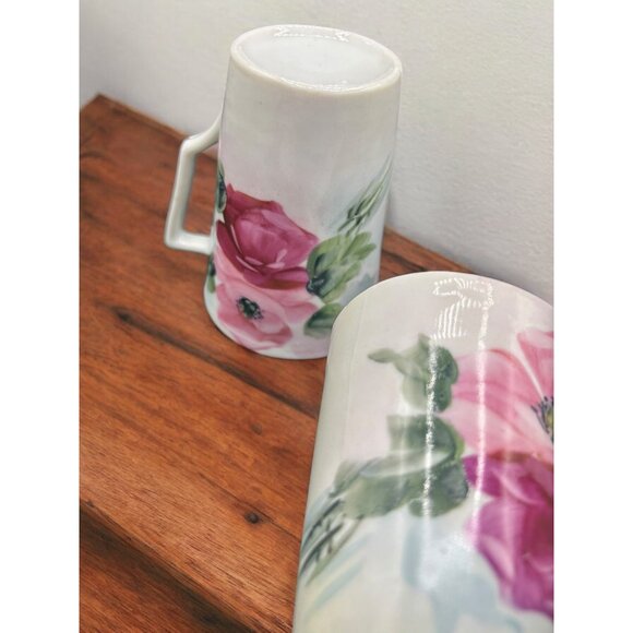 Vintage Japan Porcelain Lemonade Pitcher with 5 cups Hand Painted Floral - Picture 11 of 16